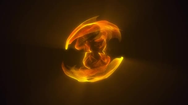 Animación Neón Esfera Energía Naranja Movimiento Micropartículas Círculo Rayos Brillantes — Vídeos de Stock
