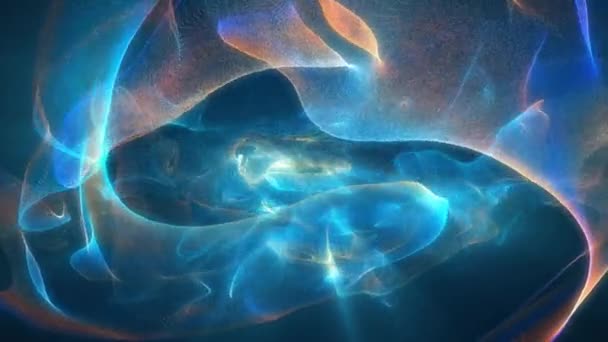 アニメ化されたネオンの背景 宇宙エネルギー設計 円の中の粒子の動き 光る稲妻 魔法だ 回転点のパターン 火と氷 — ストック動画