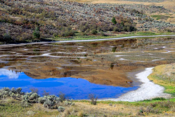 Spotted Lake Saline Endorheic Alkali Lake Located Northwest Osoyoos Eastern — Stock Photo, Image