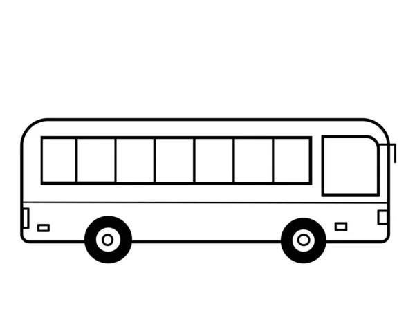 Public City Tour Bus Illustration Black White Outline Drawing Copy — Stock Photo, Image
