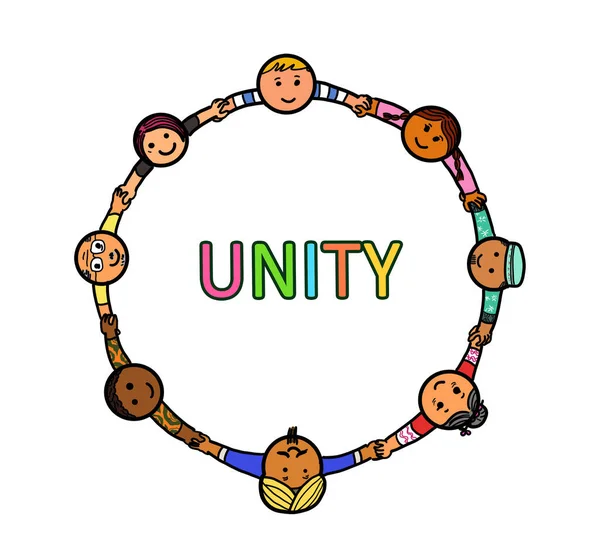 Група Багатоетнічних Людей Тримає Коло Рук Єдністю Єдність Мультикультурність Різноманітність — стокове фото