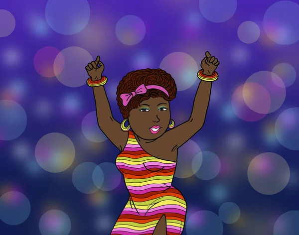 African American Ethnicity Young Woman Dancing Alone Nightlife Clubbing Funky —  Fotos de Stock