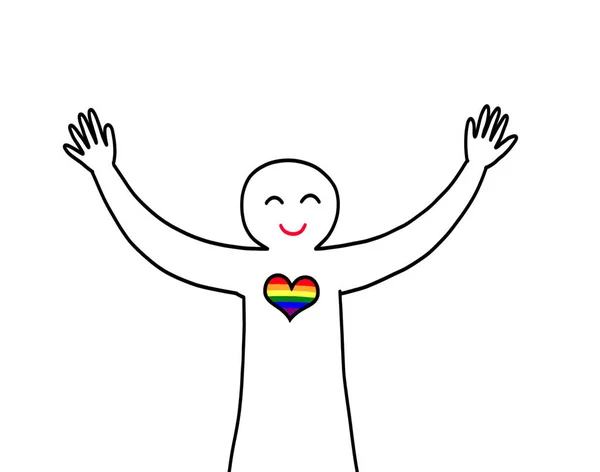 Uma Pessoa Homossexual Gay Lgbtq Levantando Braços Mãos Para Cima — Fotografia de Stock