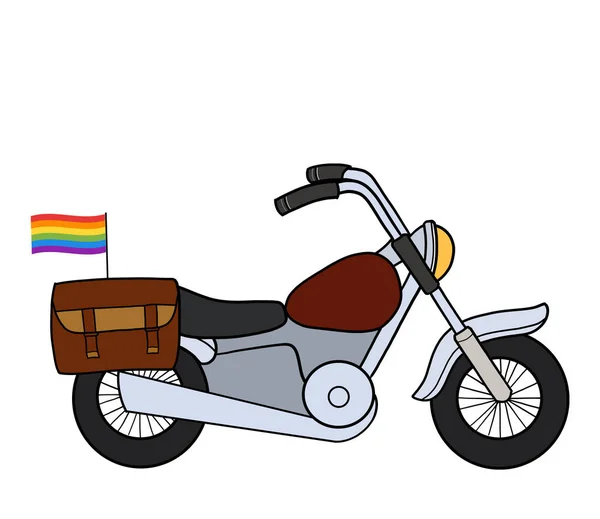 Крейсер Мотоцикл Або Мотоцикл Веселим Прапором Гордості Веселки Малюнок Ілюстрації — стокове фото