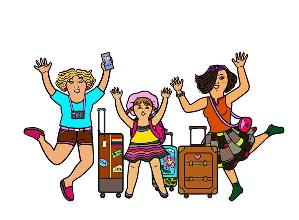 Een Groep Multi Etnische Diversiteit Familie Reizen Met Tassen Koffer — Stockfoto