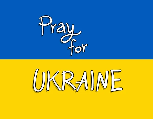 Écrit Main Prier Pour Ukraine Avec Fond Drapeau National Ukrainien — Photo