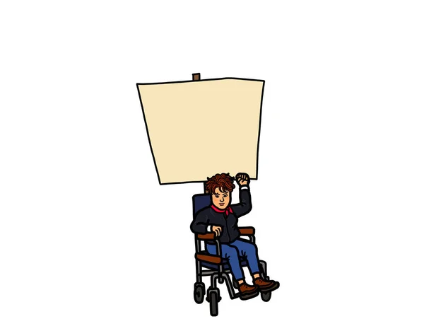 Young Adult Female Lesbian Person Disability Wheelchair Raising Arm Fist — Stok fotoğraf