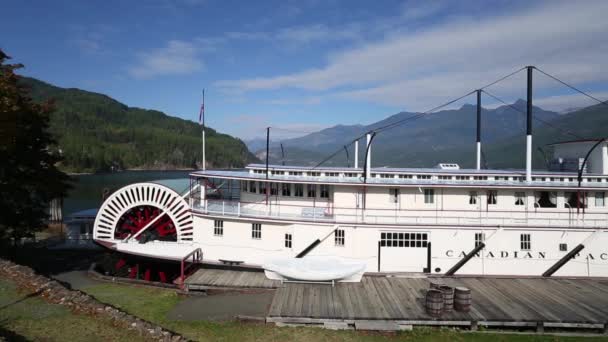 October 2020 Kaslo British Columbia Canada Moyie Paddle Steamer Sternwheeler — Stockvideo