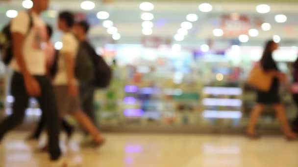 Blurred Out Focus Personnes Faisant Shopping Dans Centre Commercial Asie — Video