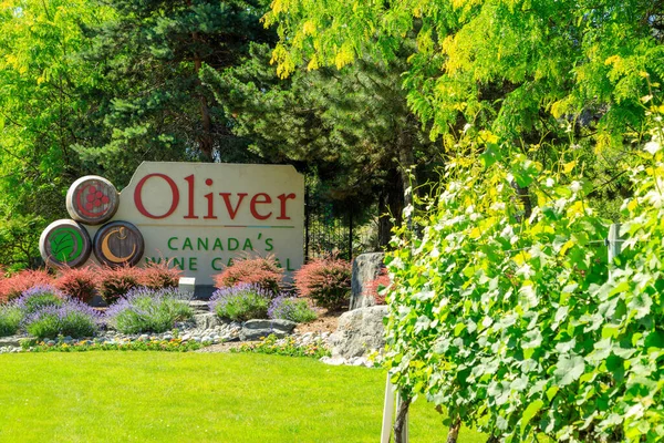 Oliver, British Columbia, Kanada - 29 Haziran 2022: Kanada 'nın başkenti Oliver, British Columbia' nın girişindeki 