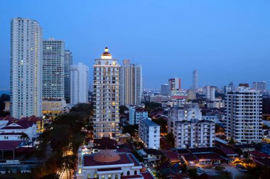 Modern skyline of Georgetown, the capital of the state of Penang in Malaysia. Named after Britain's King George III, Georgetown is located on the north-east corner of Penang Island.