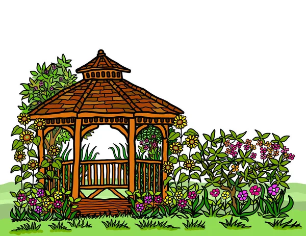 Cedar Gazebo City Park — Fotografia de Stock