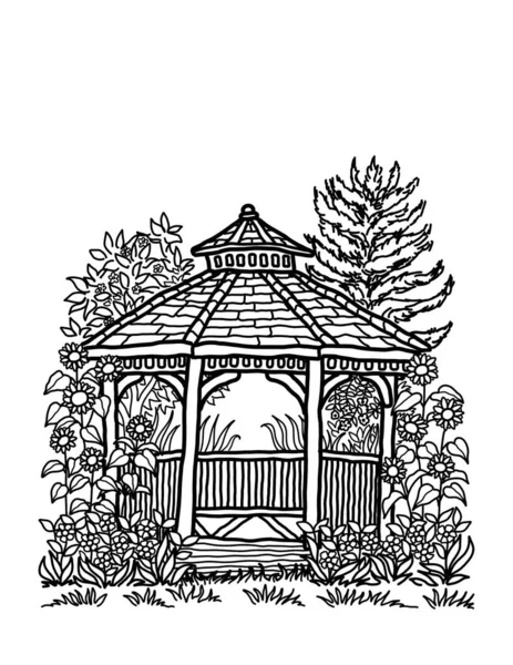 Cedar Gazebo City Park — 스톡 사진