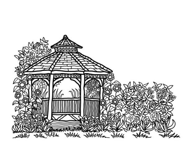 Cedar Gazebo City Park — 스톡 사진