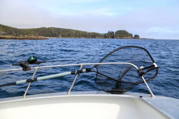 Fishing Rod Reel Holder Sport Fishing Boat Langara Island Located — Stock Photo, Image