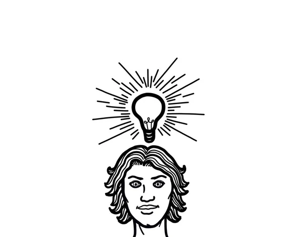 Head Person Electric Lightbulb Creative Mind Brain Mental Health Wisdom — Stok fotoğraf