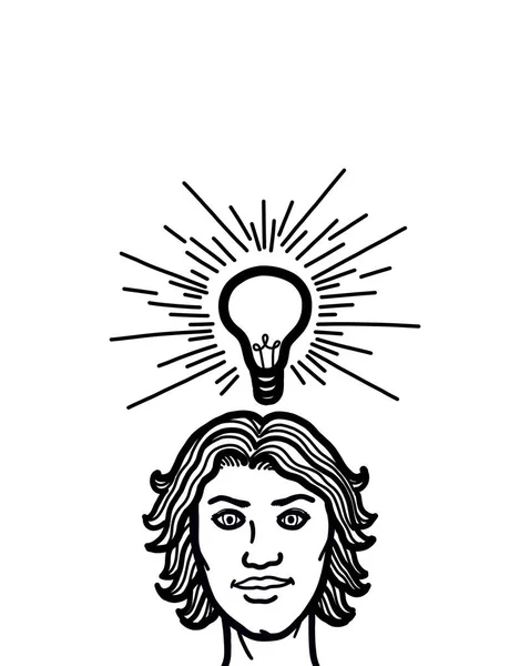 Head Person Electric Lightbulb Creative Mind Brain Mental Health Wisdom — Stockfoto