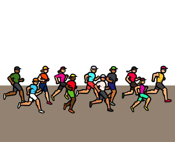 Group Multi Ethnic Male Female Athlete Running Marathon Race Summer — Foto de Stock