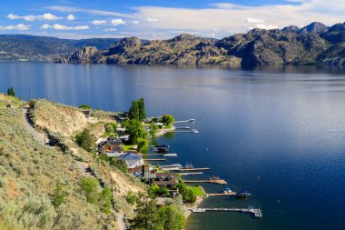 Above view of Summerland located on the lakeshore of Okanagan Lake and located in the Okanagan Valley, British Columbia, Canada.