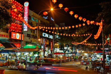 Kuala Lumpur, Malaysia - December 1, 2015: Night market and street food vendors along Jalan Alor a famous eating area in Bukit Bintang, Kuala Lumpur, Malaysia.