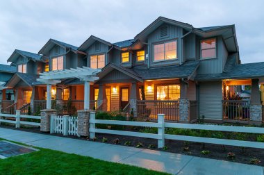 Vancouver, Canada - October 3, 2005: Exterior view of modern townhouse showhome development in Vancouver, British Columbia, Canada. 