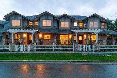 Vancouver, Canada - October 3, 2005: Exterior view of modern townhouse showhome development in Vancouver, British Columbia, Canada. 