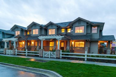 Vancouver, Canada - October 3, 2005: Exterior view of modern townhouse showhome development in Vancouver, British Columbia, Canada. 
