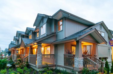 Vancouver, Canada - October 3, 2005: Exterior view of modern townhouse showhome development in Vancouver, British Columbia, Canada. 