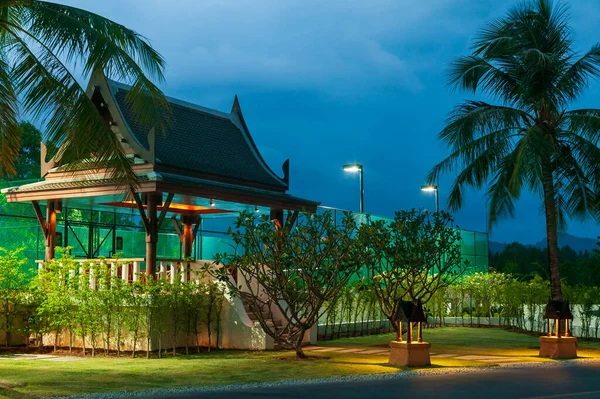 Tennis Court Thai Sala Architecture Hotel Marina Phuket Thailand — Stock Photo, Image