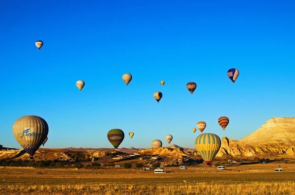 Goreme Turkiet Oktober 2021 Ballongfestival För Varmluft Kappadokien Naturskön Utsikt — Stockfoto