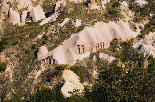 Úžasný Letecký Pohled Geologické Útvary Cappadocie Úžasné Pískovcové Skály Slavné — Stock fotografie