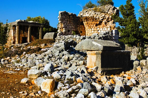 Las Ruinas Tumba Cripta Necrópolis Antigua Ciudad Kanlidivane Provincia Mersin — Foto de Stock