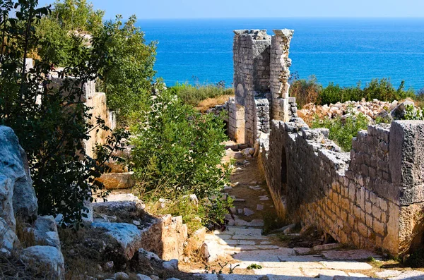 Scenic Landscape View Akkale Literally White Castle Ancient Ruins Building — Foto de Stock