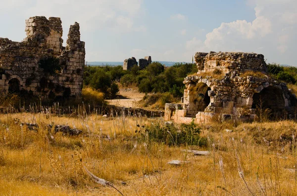View Ruins Ancient Stone Wall Ruins Roman Villa Akkale Literally — Foto de Stock
