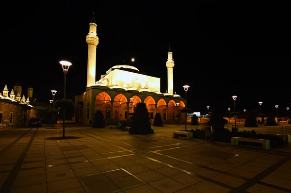 Vista Panorámica Del Paisaje Luz Nocturna Gran Angular Antigua Mezquita —  Fotos de Stock