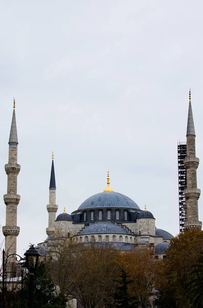 Сценічний Осінній Краєвид Блакитної Мечеті Sultanahmet Camii Хмарове Небо Фоні — стокове фото