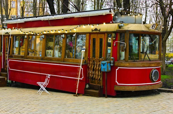 Kiev Ukraine Avril 2021 Café Insolite Dans Tramway Vintage Parc — Photo