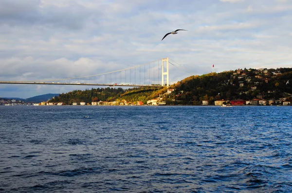 Hermosa Vista Panorámica Del Estrecho Del Bósforo Con Puente Fatih — Foto de Stock