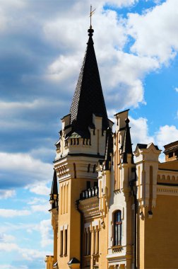 Richard 'ın Kale Aslan Kalbi' nin detaylı görüntüsü. 15. Cadde 'deki evi aradım. Kyiv 'deki en gizemli binalardan biridir. Andrew Soyu (Podil Mahallesi). Kyiv, Ukrayna.