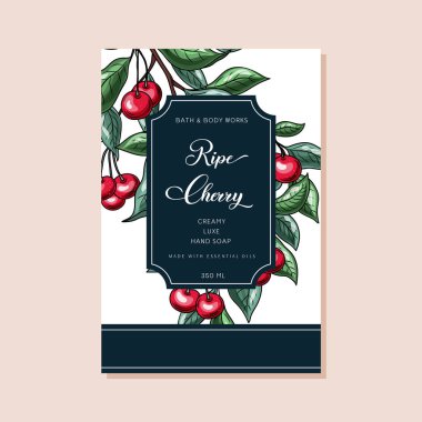 Kiraz Soyut Vektör Paketli Kağıt Kozmetik Kapağı.