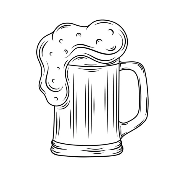 Taza de cerveza bosquejo estilo vector ilustración. — Vector de stock