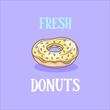 Modern düz hatlı sarı kremalı donut..