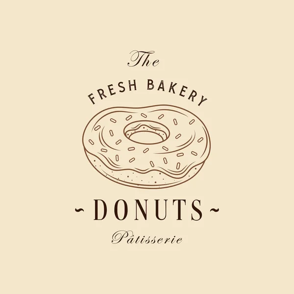 Vector vintage logo donut. Retro-Bäckereietikett und Logo. Vektorillustration eines Donuts. — Stockvektor