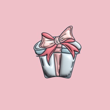 Üç boyutlu hediye kutusu simgesi. 3d karikatür vektör oluşturma nesnesi