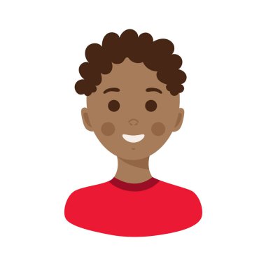 Avatar Afro-Amerikan çocuk Vektör illüstrasyonu 10 puan. Düz çizgi film biçimi.