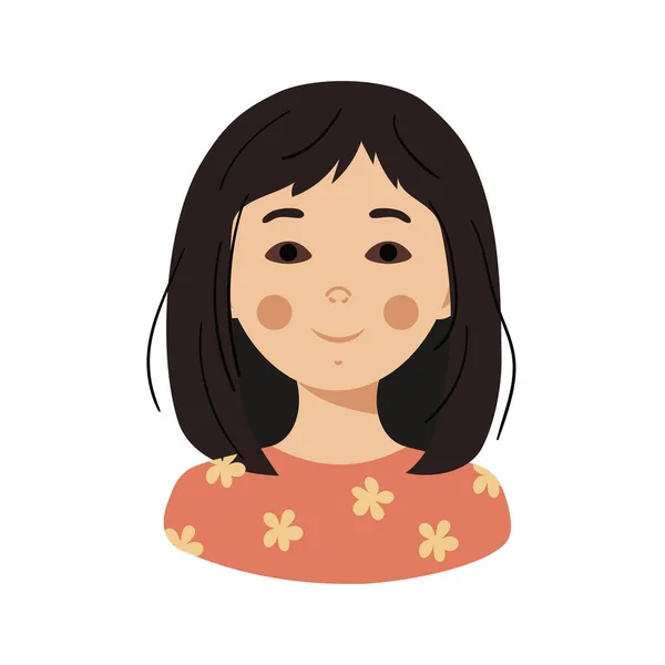 Азиатская девушка лицо веб-ребенка аватар. Симпатичные детские картинки — стоковый вектор