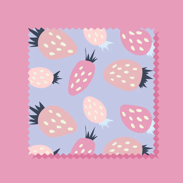 Strawberry Vektor nahtloses Muster. Beeren in einem einfachen handgezeichneten skandinavischen Stil. Illustration in begrenzten Pastellfarben ideal zum Drucken auf Stoff, Packpapier. — Stockvektor