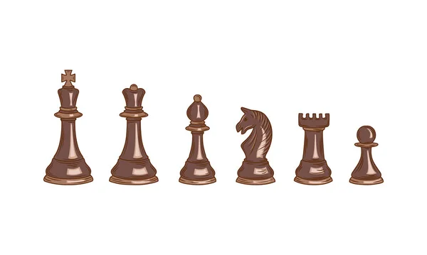 Набор Черных Шахматных Фигур Иконки Шахматных Фигур Настольная Игра Векторная — стоковый вектор