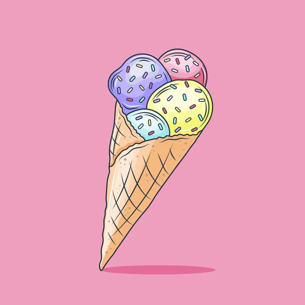 Eis im grellen Cartoon-Stil. Icecream Vektor in schönen Farben isoliert — Stockvektor