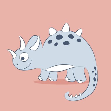 çizgi film dinozoru, çocuklar için el çizimi renkli vektör çizimi, düz stil. bebek tasarımı kartlar, baskı, posterler, logo, kapak